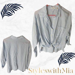 Levi's Blue and White Stripped Front Knot high Low Top